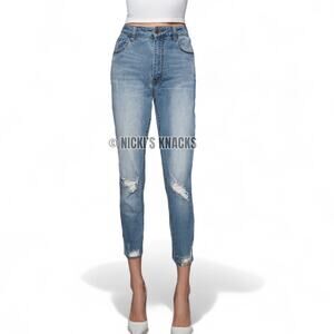Dogma Denim High Rise Distressed Cropped Ankle Skinny Jeans Medium Wash Size 11